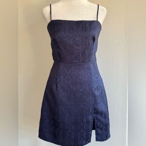 Lucy in the Sky Women’s Strapless Side Slit Navy Blue Mini Dress